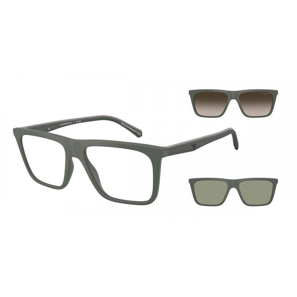 Emporio Armani Ea4258 Clip On 63121w Men Eyeglasses Matte Green/54-17-145