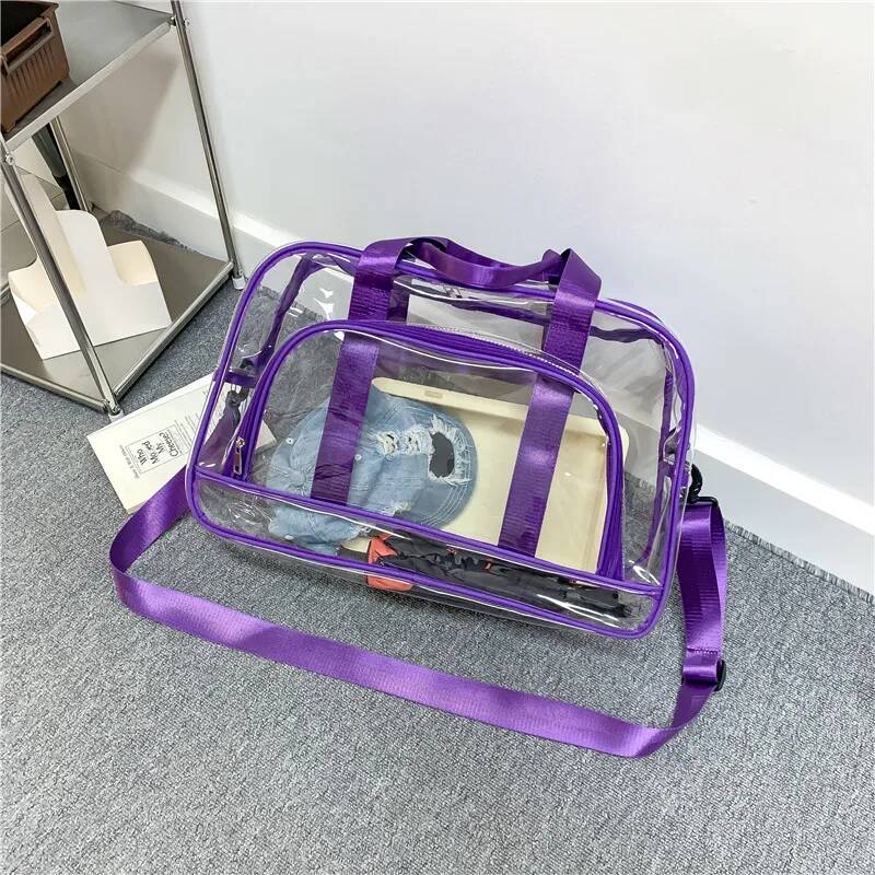 Trend Transparent Trip Beach Sling Carry Bags Roomy PVC Sports Jelly Shoulder Bags Compact Toiletry Organizer Handbags