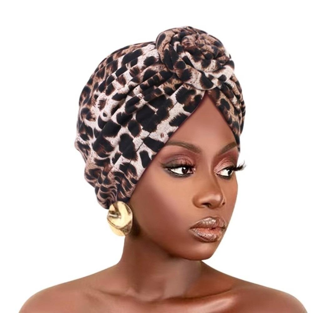 Knotted Style Twist Knot Turban Hat Pleated Floral Head Wrap Islamic Headband Women Headwear