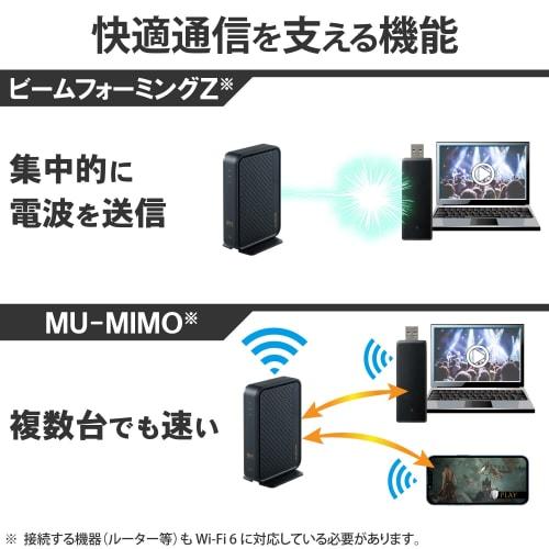 ELECOM WiFi Wireless LAN Handset Wifi6 1201Mbps+574Mbps 5GHz 2.4GHz USB3.0 USB-A 11ax/ac/n/g/b/a Beamforming Z Compatible MU-MIMO Compatible Extension