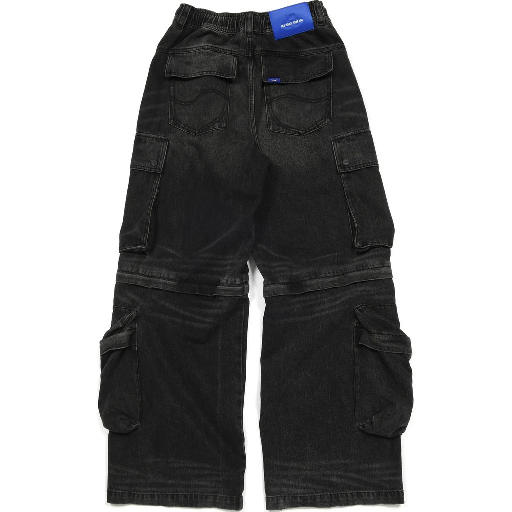 Lee Angel Chen Collaboration FW24 Removable Two-In-One Loose Drawstring Logo Embroidered Casual Jeans Unisex jeans Black LUB010339207704A08449