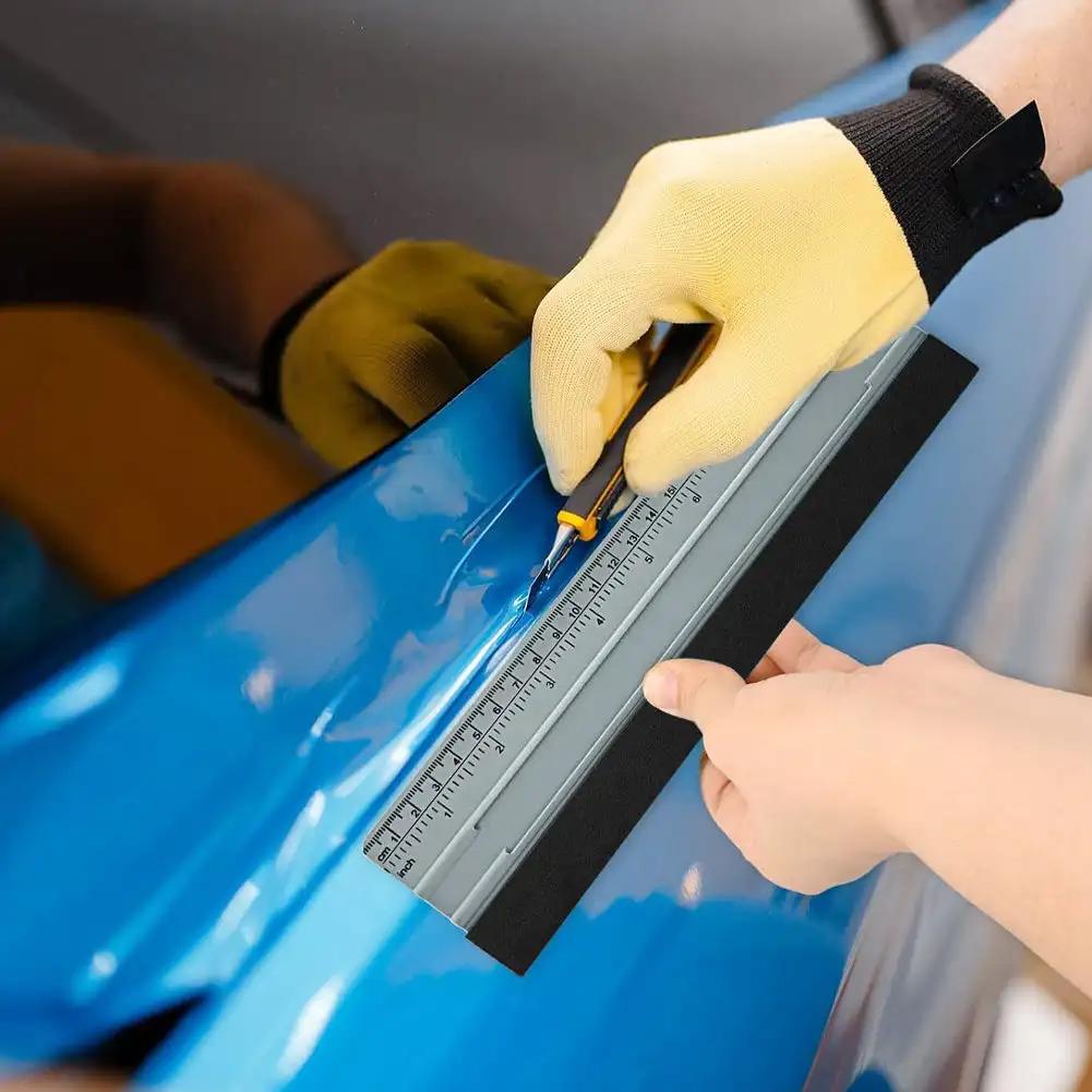 19/24/28CM Long Squeegee with Scale Suede Felt Plastic Card Scraper Carbon Vinyl Wrap Tool Car Window Tint Water Wiper