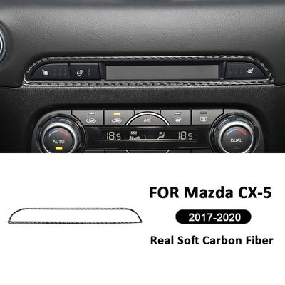 For Mazda CX-5 2017- Carbon Fiber Car Center Console Multimedia CD Button Panel Trim Frame Decoration Sticker Interior Parts