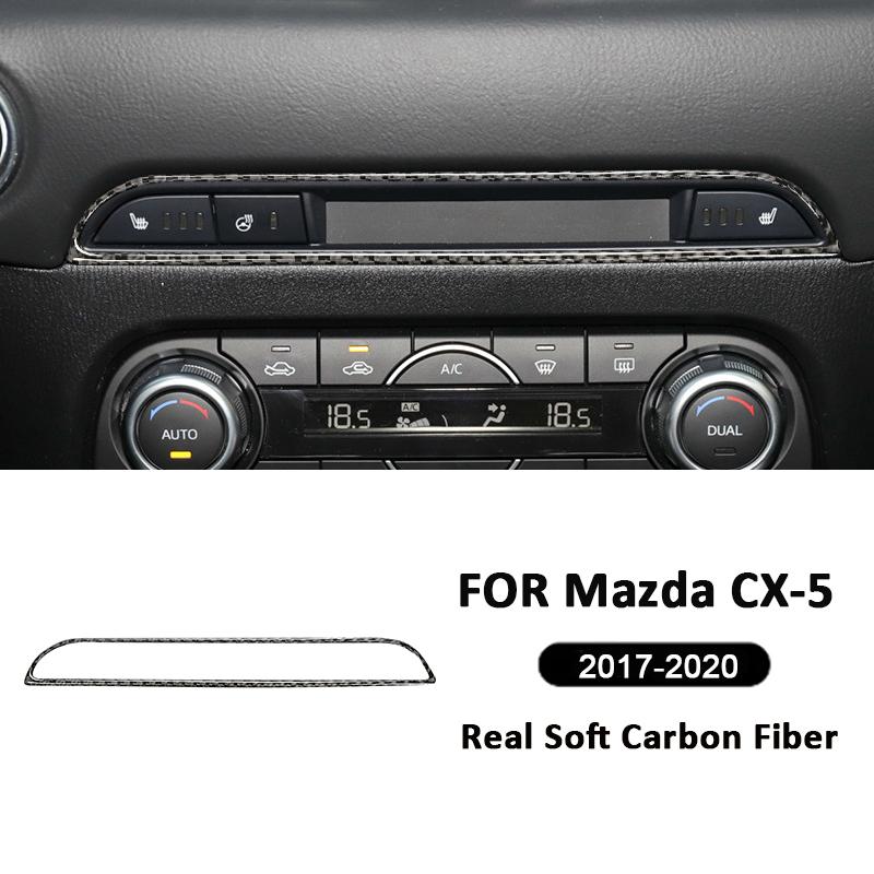 För Mazda CX-5 2017- Kolfiber Bil Mittkonsol Multimedia CD-knapp Panel Dekorationsram Dekal Interiördelar