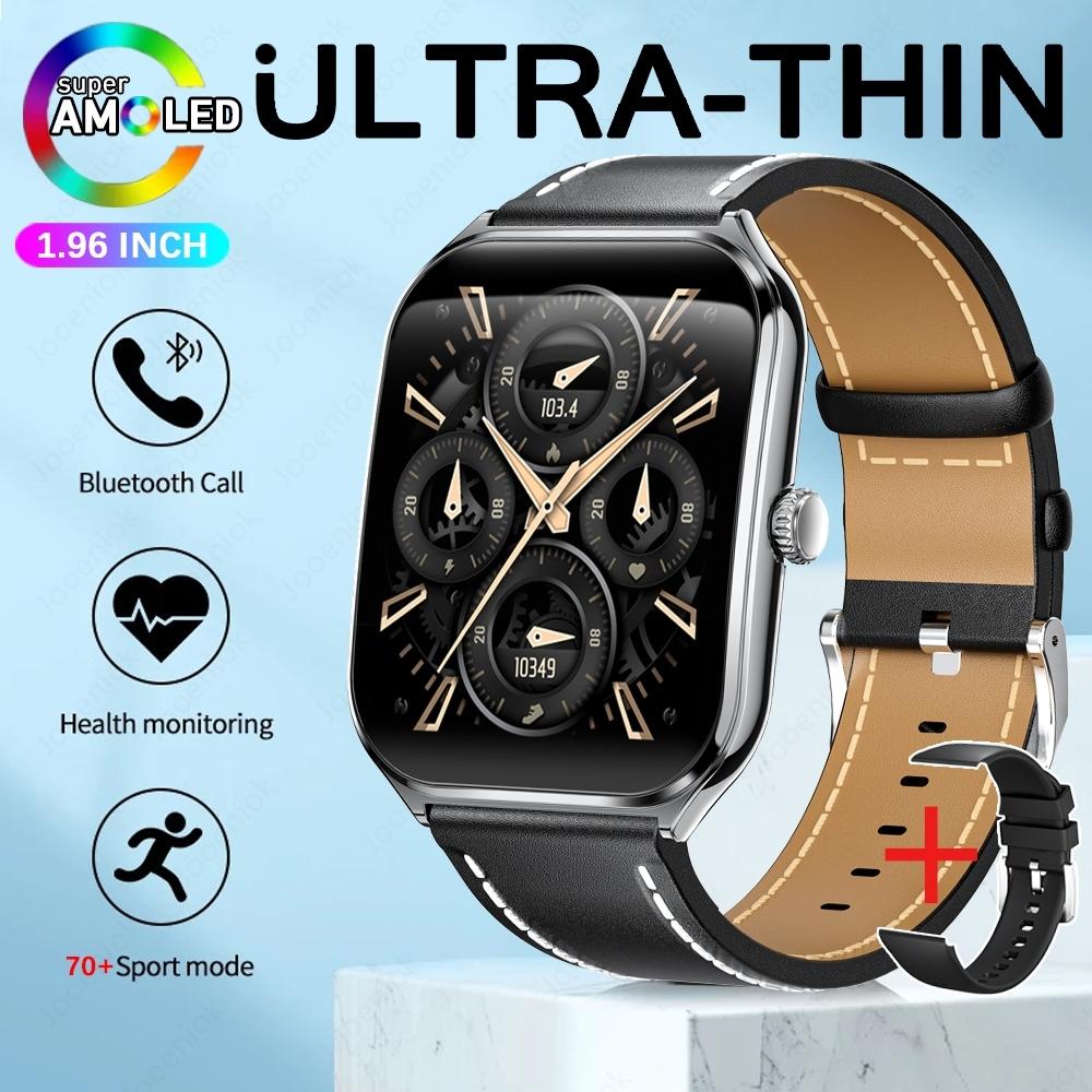 New Ultra Thin Smart Watch Men AMOLED Ultra HD Heart Rate Sports Bracelet Always Display Time BT Calling Smartwatch