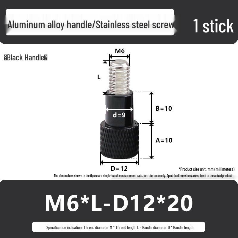 M6 Aluminum Alloy Knurled Hand Tightening Screw Bolt with Stainless Steel Handle