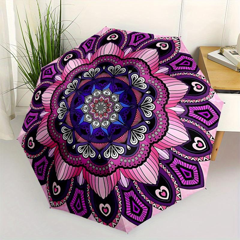 1pc Mandala Pattern Automatic Open/close, All-Season Portable Folding Umbrella for Friends, Travel, Everyday, Events Yy250812156