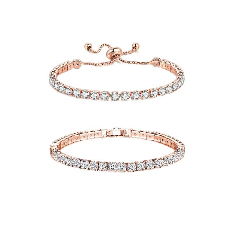 Fashion Luxury 4mm Zircon Tennis Bracelet Set