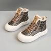 TUINANLE Winter Plush Casual Platform Shoes Woman Sneakers Slip On Shoes Women Flock Leopard Print Chunky Sneakers
