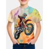Summer Round Neck 3D Cool Motorcycle Printed Top Fashionable Casual Short Sleeved Children's Boy T-shirts