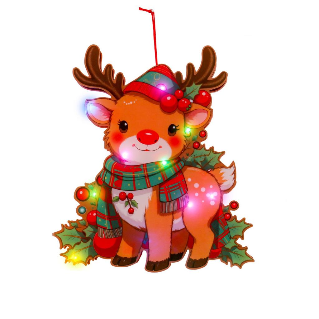 Luminous Door Hanging Decorations Christmas Home Diy Colorful Lights Snowman Scene Arrangement Hanging Decorations