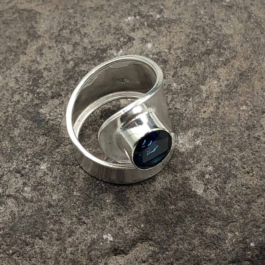 London Blue Topaz Gemstone 925 Sterling Silver Jewelry Handmade Ring For Women RR-2-2