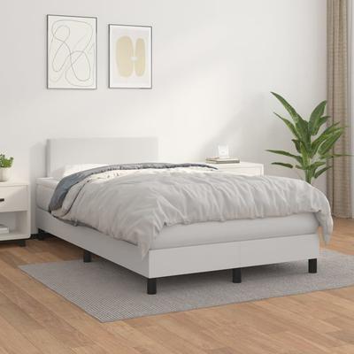 Vidaxl Continental Bed with Mattress, White, Faux Leather 120X200 Cm