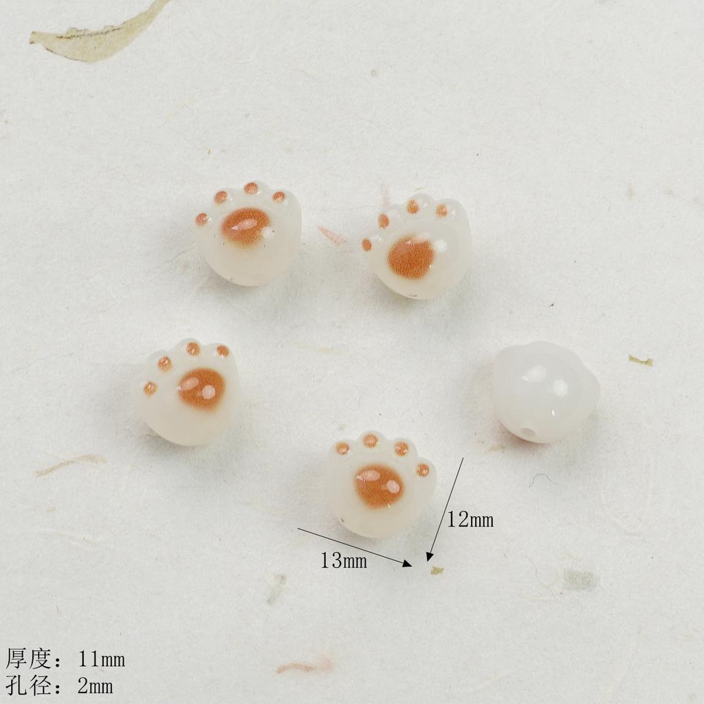 Acrylic Imitation Charcoal Burning Cat Paw Loose Beads Beaded DIY Accessories Mobile Phone Chain Bracelet Pendant Handmade Jewelry Material