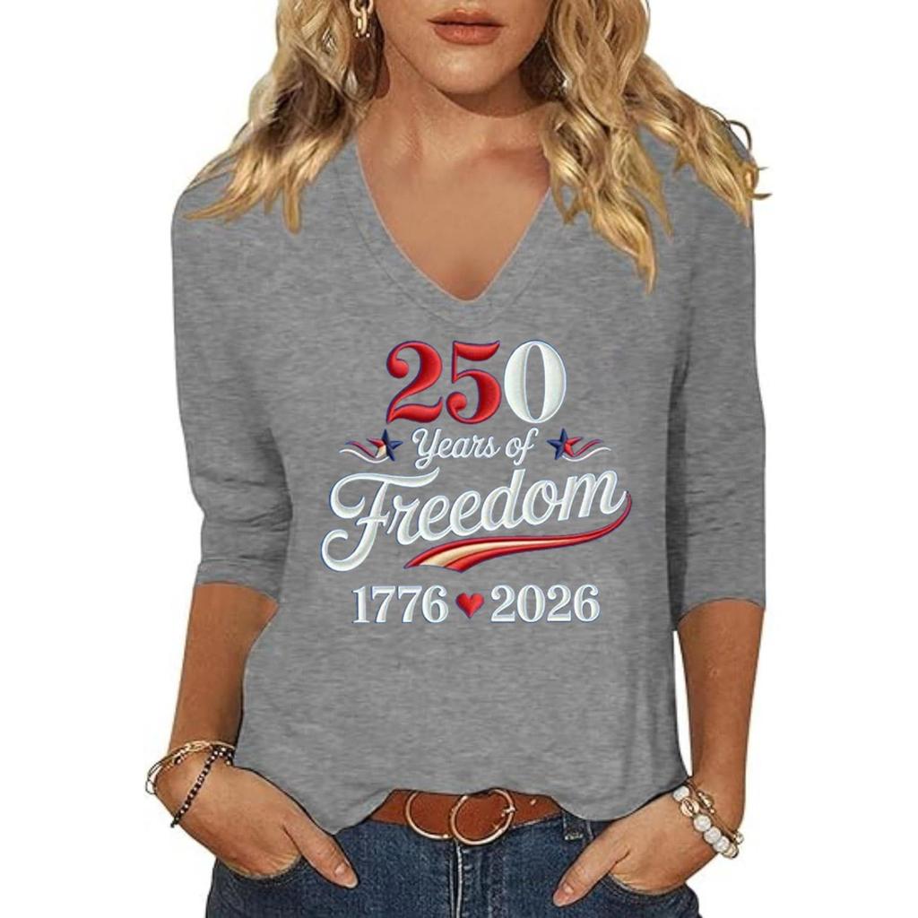 Women's Fashion Casual Independence Day Print Top