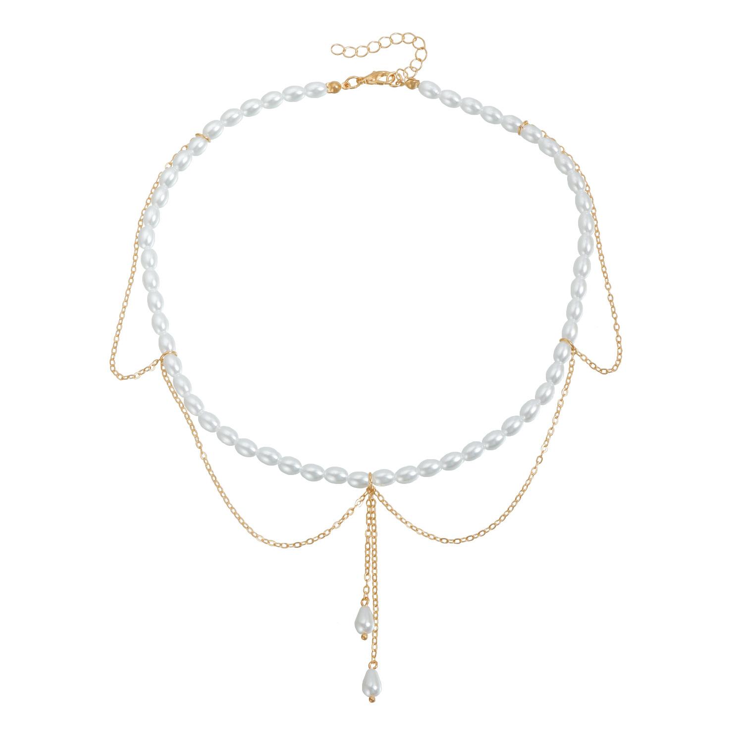 

European and American jewelry classic fashion baroque bright imitation pearl necklace gentle girl wind fringe necklace women золотой