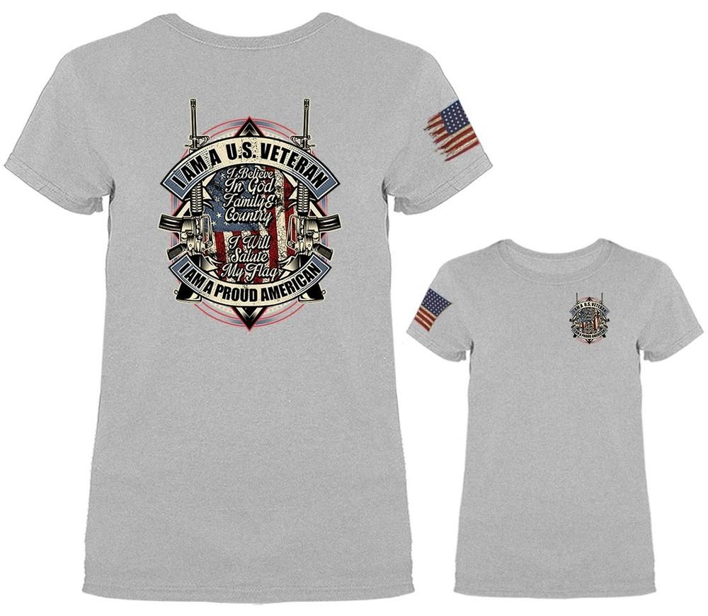 Гордый американский ветеран 2-я поправка Оружие Военный Патриотическая Женская Футболка Унисекс Футболка XXL