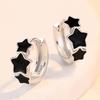 KOFSAC New Trendy 925 Silver Hoop Earrings Female Jewelry Glamorous Chic Black Star Earring Women Birthday Present