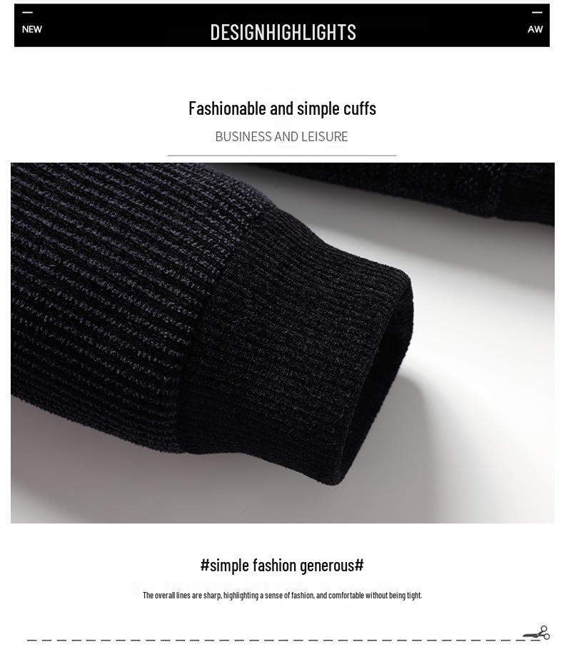 Men's Chenille Wool Jacket - Autumn/Winter, Plus Velvet, Thickened, Warm, for Middle-aged and Elderly