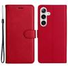 For Samsung Galaxy S25/S24 Case Solid Color Leather Mobile Cover Wallet Stand with Strap