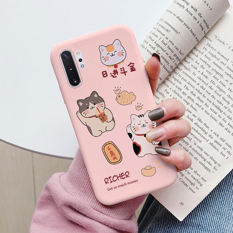For Samsung Galaxy Note 10 Note10 Plus Cover Cute Cartoons Heart Cat Soft TPU Shockproof Phone Case For Samsung Note 10 Fundas