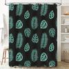 Blue Green Leaf Shower Curtain Waterproof Bath Decoration For Modern Bathroom Decor Dark Green Black Background Print 72X84 In (