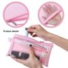 10pcs Transparent Mesh Cosmetics Makeup Bag Multifunctional Zipper File Bag Organizer (5 Colors