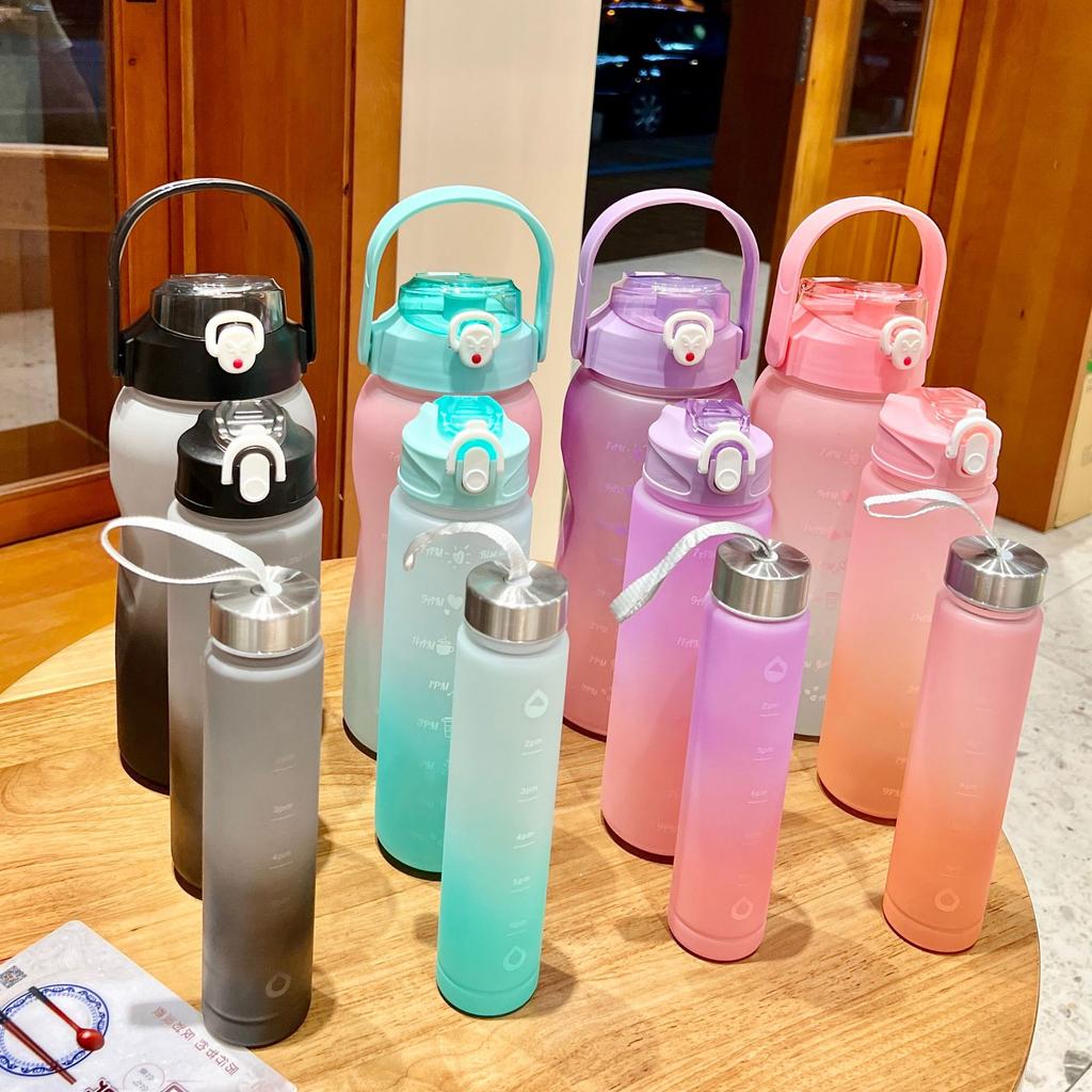 Water bottle1011 three-in-one gradual change water cup set large capacity long cylinder graduated cup outdoor direct drinking plastic cup