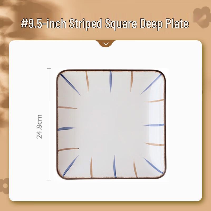 Japanese Ceramic Blue Lotus Square Deep Serving Plate