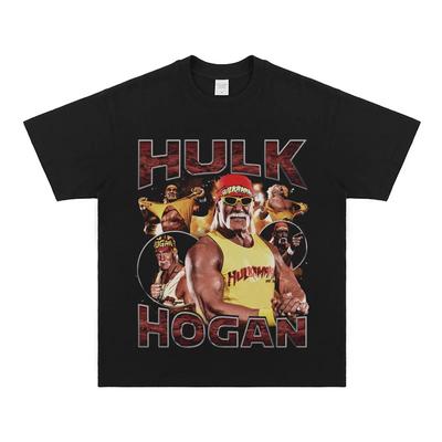 Hulk Hogan Retro Wrestling T-Shirt Y2K Vintage Graphic Top Casual Punk Streetwear Fashion Athletic Tee for Nostalgic Fans Skate