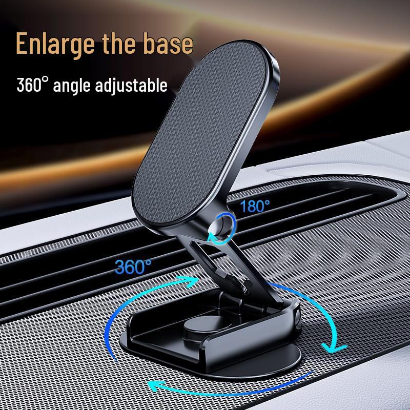 Adjustable Magnetic Alloy Car Phone Holder with Multi-Angle Rotation and Folding Design