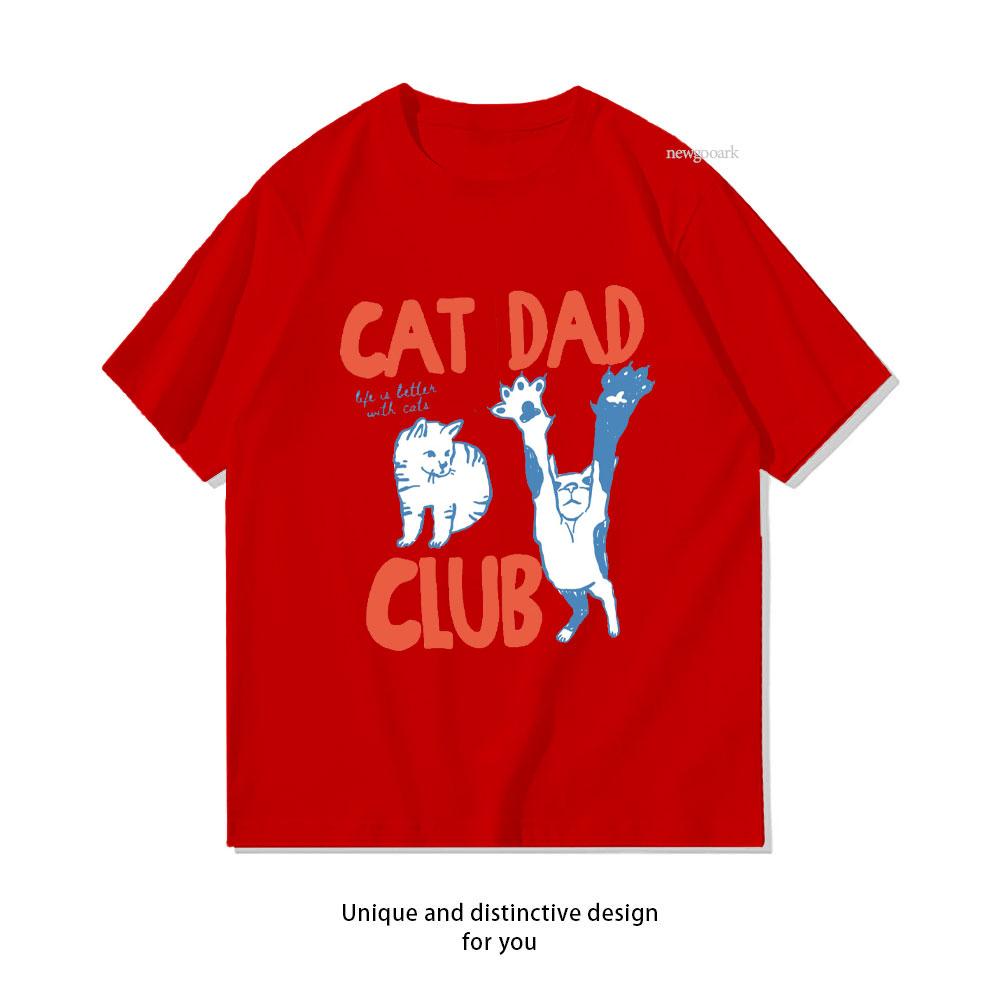 Cat Dad Club Funny Cat Lover Pet Parent TShirt Woman Man Casual Cotton Graphic T Shirts Streetwear Classic Oneck Shirt