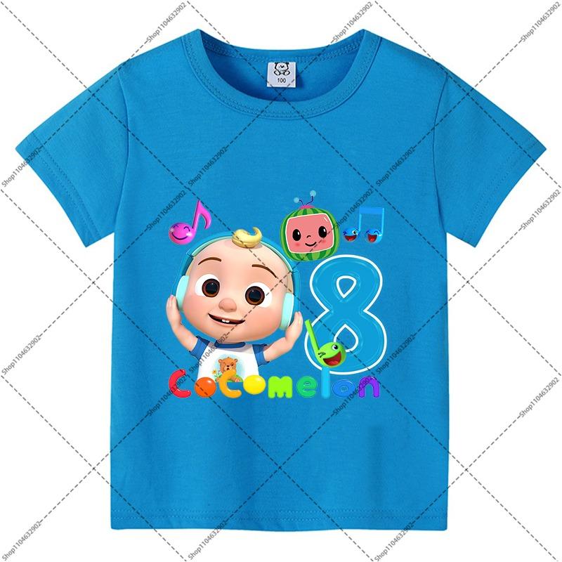 Cocomelons Sommerkleidung für Kinder Jungen Mädchen Geburtstag T-Shirts Cartoon Anime Muster Zahlen 1-9 Aufgedrucktes T-Shirt Mode Kurze Ärmel