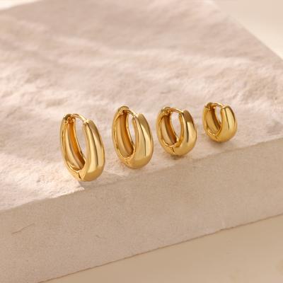 Stainless Steel Minimalist Huggie Hoop Earrings For Women Gold Color Tiny Round Circle 6/10/12mm Punk Unisex Rock Earring