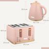 3000W 1.7L Kettle & 4 Slice Toaster, Kettle and Toaster Set with 7 Browning Controls and Crumb Tray, Light Pink