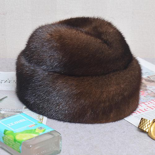 Men Mink Fur Hat New Fashion Men's Real Mink Fur Cap Winter Warm Top Hat Headgear Beanie Beret Natural Real Mink Fur Cap For Men