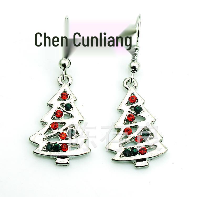 

European & American Christmas Tree Pendant Earrings for Women - Versatile Holiday Jewelry 16x24mm