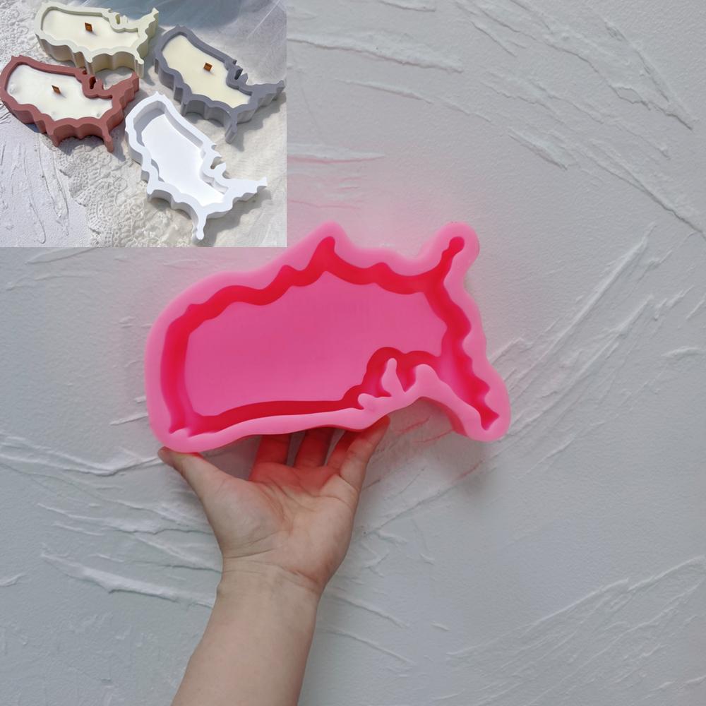 Map Dish Candle Holder Silicone Mold Charcuterie Board Resin Mould Concrete Coaster Tray Soy Wax Candle Mold
