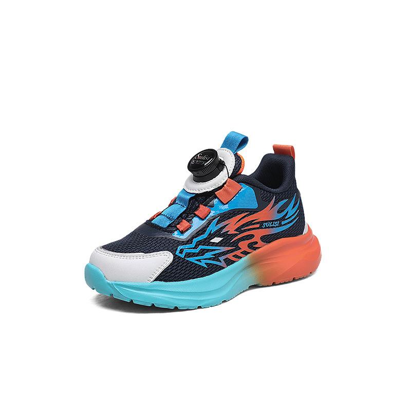Children s shoes: Rotating buckle boys sneakers, mesh breathable, non-slip, wear-resistant student sneakers 29