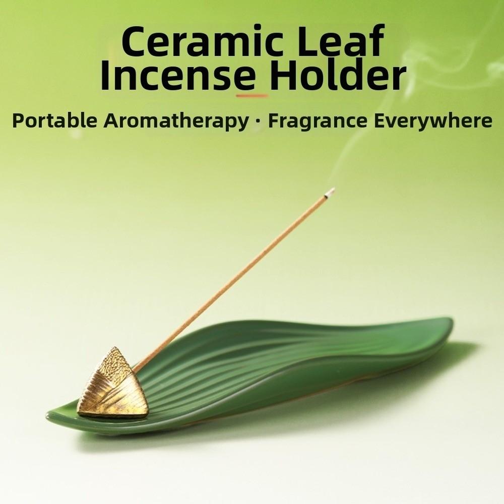 Boat Shape Zongzi Incense Holder Mini with Zongzi Leaf Base Incense Stick Burner Zen Style Traditional Aromatherapy Ornament
