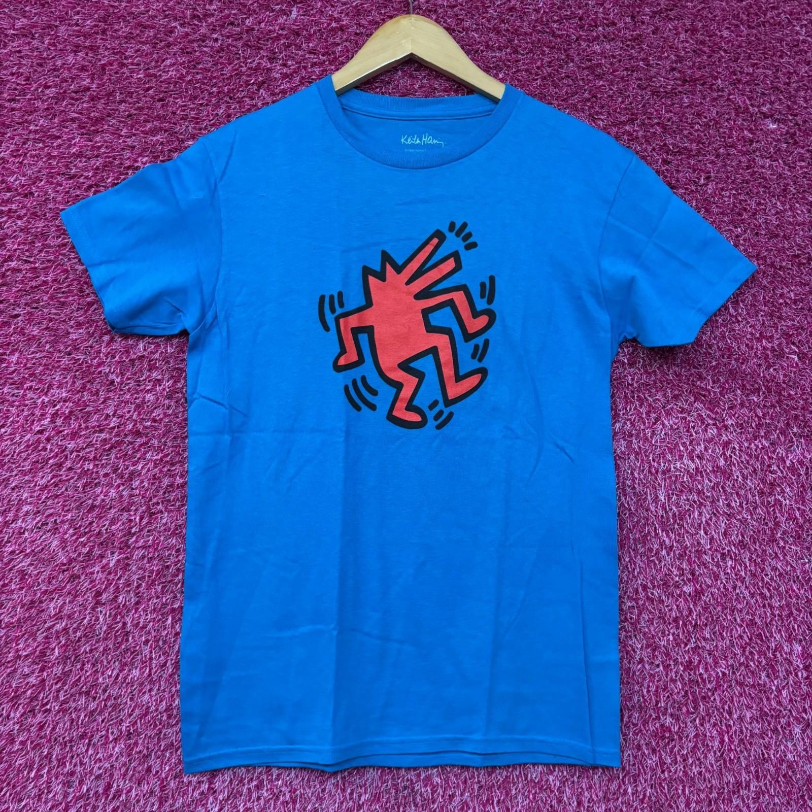 Keith Haring Dancing Dog Graphic Design Blue T-shirt M