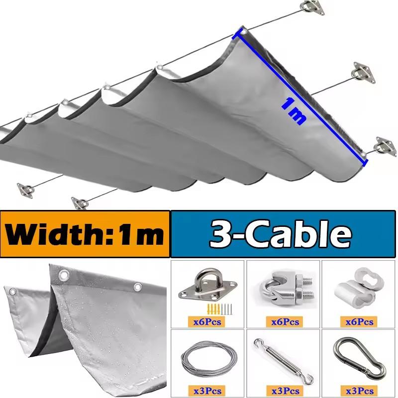 Outdoor Waterproof Perforated Wave Sunshade Sail Patio Pergola Sun Shading Awning Retractable Shading Cover With Accessories