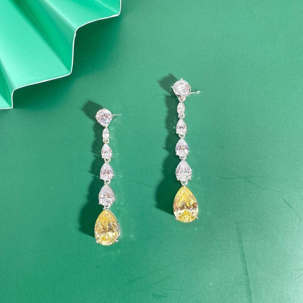 Gica Gema Luxury 100% 925 Sterling Silver 9*13 MM AAAAA Zircons Gemstone Party Long Drop Dangle Earrings For Women Fine Jewelry