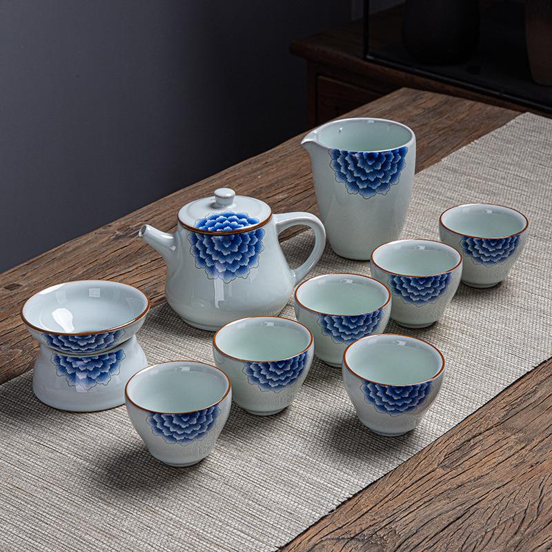 New Kung Fu Tea Set Cover Bowl Household Simple Teapot Tea Cup Official Kiln Set Gift Box Tea Set