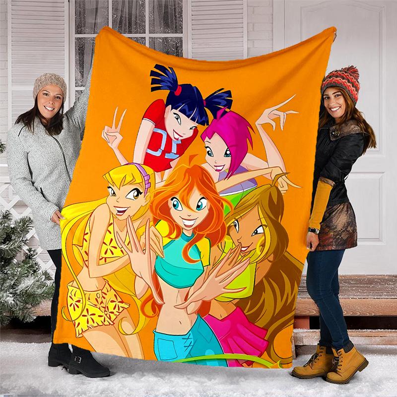Winx Club printed throw blanket—lightweight,soft,warm;versatile blanket for all seasons—perfect as &air-conditioning throw,nap blanket