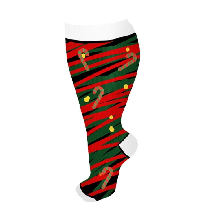 3 Pairs Christmas Pattern Athletic Wide Calf Compression Socks for Men and Women Running Flight Travel Nurses Pregnant