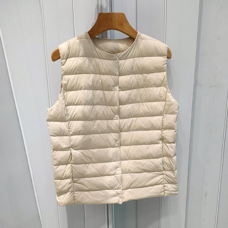 Women's 2025 Lightweight Collarless Down Vest - Short, Versatile, Fashionable Korean Style.