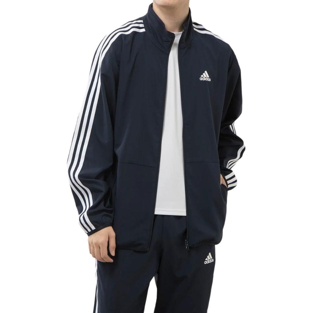 adidas Striped Zip-Up Long Sleeve Jacket Men Jacket Blue IA9375