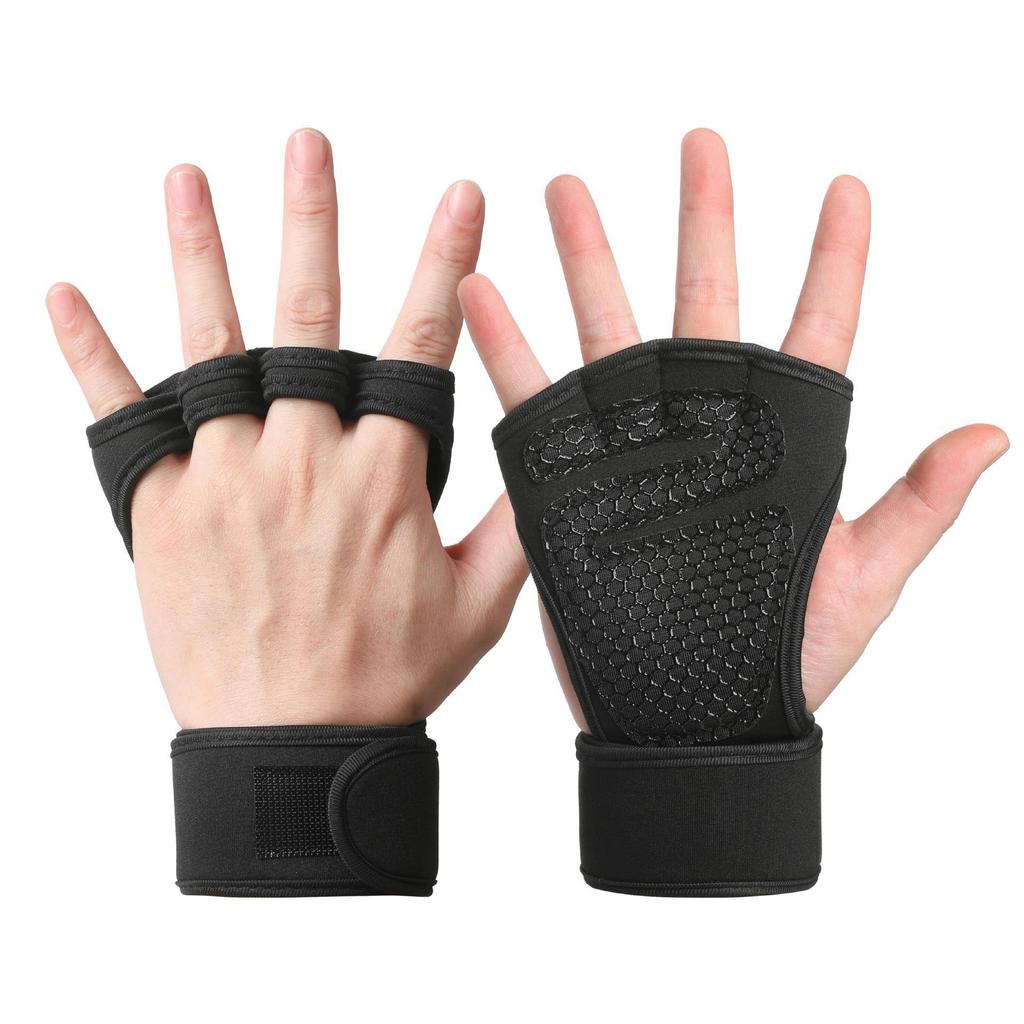 Atmungsaktive rutschfeste Fitness-Halbfingerhandschuhe mit langen Handgelenkstützen für Radfahren, Yoga und Hanteltraining