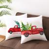 Red Car Christmas Tree Santa Cushion Cover Christmas Pillowcase Home Sofa Chair Bed Pillowcase